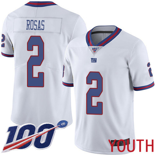 Youth New York Giants #2 Aldrick Rosas Limited White Rush Vapor Untouchable 100th Season Football NFL Jersey->youth nfl jersey->Youth Jersey